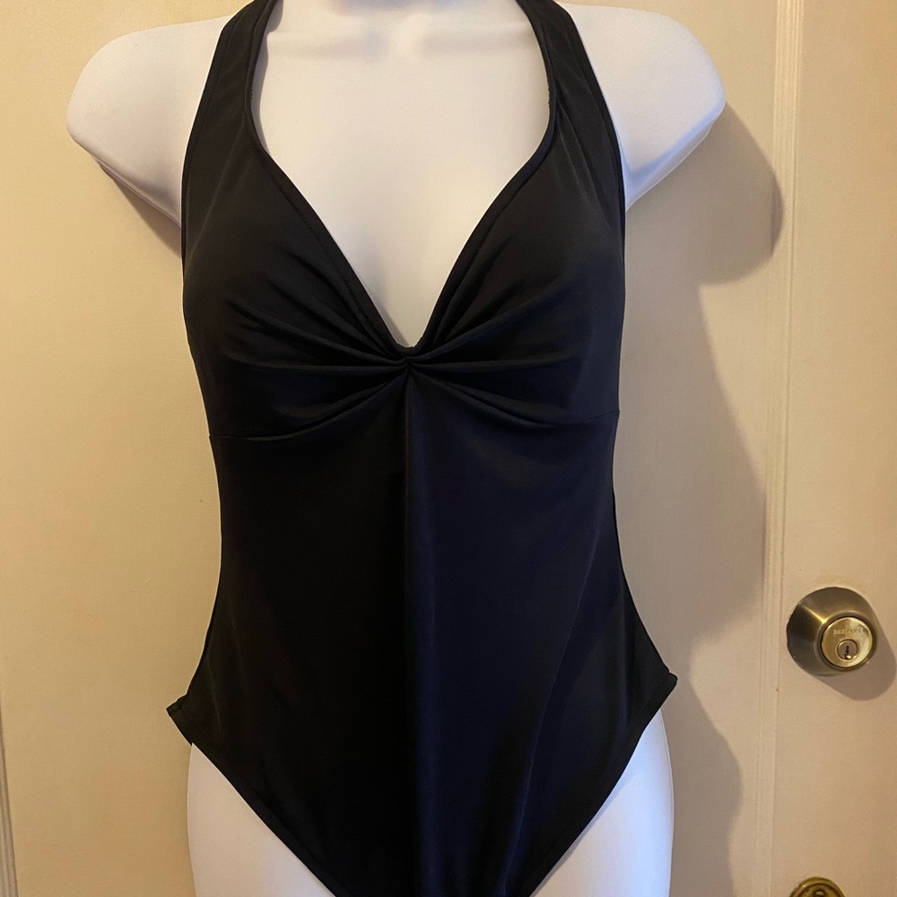 I.N.C. (1) Piece Halter Swimsuit, Size 12 (Black)
